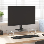 Monitoriaus laikiklis Monitoriaus stovas, baltas, 60x35x8 cm, stiklas ir metalas