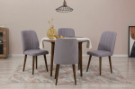 I&scaron;plečiamas pietų stalas ir kėdės (5 vienetai) Vina 0701 - Walnut, Grey