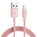 Kabelis su pynimu iPhone USB-A - Lightning 2m, pastelinis rožinis