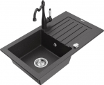 Granitinė virtuvinė plautuvė Mexen Pablo su mai&scaron;ytuvu ir sifonu, Black granite