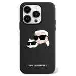 iPhone 15 Pro Max dėklas - Karl Lagerfeld - MagSafe silikonas - Juodas - Lankstus - Eleganti&scaron;kas