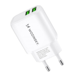 Dvigubas USB-A įkroviklis 30W 2.4A, baltas
