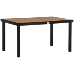 "Outsunny" sodo stalas 6 asmenų valgomojo stalas lengvai prižiūrimas aliuminio stalas sodo baldai plastikas gamta+juoda 140x90x74cm