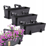 3x Balcony Box 60cm antracito rankenos