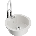 Vienguba granitinė plautuvė Mexen Diego su virtuvės mai&scaron;ytuvu Aster, Balta - 6512-20-73450-02