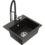 Vienguba granitinė plautuvė Mexen Milo su virtuvės mai&scaron;ytuvu Aster, Juoda/Auksinė metallic - 6505-75-73450-07