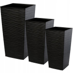 3x gėlių vazono įdėklo rinkinys Tall Black 75cm