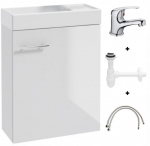 Vonios spintelė su praustuvu 50x70cm su mai&scaron;ytuvu ir sifonu balta Maža, 50x70 cm