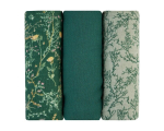 Muslino vystyklai KikkaBoo Secret Garden Green, 75x75 cm, 3 vnt.