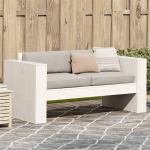 Dvivietė sodo sofa, balta, 134x60x62cm, pu&scaron;ies medienos masyvas