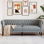 Trivietė chesterfield sofa, &scaron;viesiai pilkos spalvos, audinys