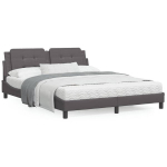 Lovos rėmas su led, pilkos spalvos, 160x200cm, dirbtinė oda