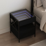 Naktinis staliukas su infinity led, juodas, 40x40x51cm