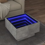 Kavos staliukas su led, betono, 50x50x30cm, apdirbta mediena