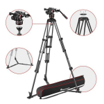 Stovas Manfrotto MVK612TWINMC Skysčio vaizdo galvutė Nitrotech 612 su dviejų vamzdžių anglies tripodu ir pusiau auk&scaron;čio atrama aparatui