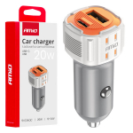 Automobilinis įkroviklis USB-A + USB-C 20W 12/24V AMiO-03882