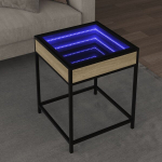 Kavos staliukas su infinity led lemputėmis, ąžuolo, 40x40x51cm