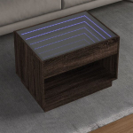 Kavos staliukas su infinity led lemputėmis, rudas, 70x50x50cm