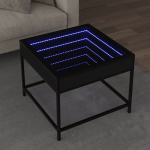 Kavos staliukas su infinity led lemputėmis, juodas, 50x50x41cm