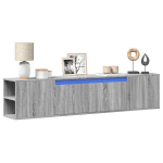 Sieninė tv spintelė su led lemputėmis, pilka, 180x31x39,5cm