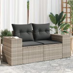 Dvivietė sodo sofa su pagalvėlėmis, &scaron;viesiai pilka, poliratanas