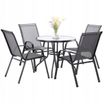 Sodo baldų komplektas Garden Line TIH3514 4 kėdės apvalus stalas pilkas