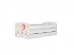 Vaiki&scaron;ka lova be čiužinio, su stalčiumi Kocot Kids BabyDreams White balloon, 180x80 cm, balta