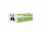 Vaiki&scaron;ka lova be čiužinio, su stalčiumi Kocot Kids BabyDreams Green panda 2, 160x80 cm, žalia
