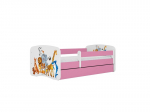 Vaiki&scaron;ka lova be čiužinio, su stalčiumi Kocot Kids BabyDreams Pink animals, 180x80 cm, rožinė