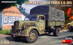 Klijuojamas Modelis MiniArt 35456 German 3t Cargo Truck 3,6-36S Mid. Prod. 1/35