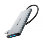 Vention 6in1 USB-C HUB 3x USB 3.0 + SD/TF + PD + HDMI, Pilka