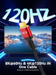 Hdmi kabelis 9 m, hdmi 2.1 kabelis 8k @ 60hz 4k @ 120hz 48gbps, itin spartus hdmi kabelis, suderinamas su ps5, xbox, samsung tv, lg tv
