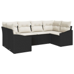 6 dalių sodo sofa rinkinys su pagalvėmis juoda poli ratanas