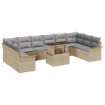11 dalių sodo sofa komplektas su pagalvėlėmis Kremo poli ratanas