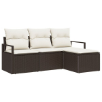 4 dalių sodo sofa rinkinys su pagalvėlėmis Ruda poli ratanas,2-vietė sodo sofa su laikymo ir pagalvėlėmis Ruda poli ratanas