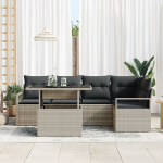 6 dalių sodo sofa su pagalvėlėmis &scaron;viesiai pilką poli rataną,2 vietų sodo sofa su saugojimo funkcija ir pagalvėlėmis pilką poli rataną