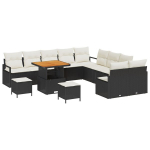 13 dalių sodo sofa komplektas su pagalvėlėmis juoda poli ratanas akacija,2-vietė sodo sofa su pagalvėlėmis juoda poli ratanas,3 dalių sodo valgomojo komplektas su pagalvėlėmis juoda poli ratanas akacija