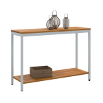 Lauko stalas Natūralus ir pilkas 35x110x75 cm Kietas medis ir aliuminis