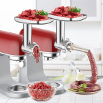 Mėsos smulkintuvo priedai, skirti kenwood priedams, mėsos malūnėlis, skirtas kenwood kmix kmx750 ir chef kvc85 su 4 malimo diskais, 3 de&scaron;relių kim&scaron;imo rageliai su adapteriu, skirti kenwood maisto kombainams