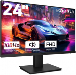 Koorui 24 colių žaidimų monitorius fhd (1920 x 1080), 100 hz, va, adaptivesync, integruotas garsiakalbis, hdmi, vga, 75 x 75 mm vesa montavimas, eye care, berėmis, juodas
