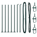 Tinklo stulpai su pagrindinėmis plok&scaron;tėmis 7 vnt &Oslash;32mm 110cm Cinkuotas plienas
