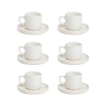 6x FAMELIO puodelių su lėk&scaron;tute rinkinys, baltas, 200 ml HOMLA