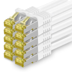 1conn 10x 0.25 m Cat-7 Cat.7 tinklo kabelis, Ethernet, Lan ir Patch kabelis Rj-45 Sftp 10gb/s - baltas