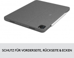 Logitech Combo Touch dėklas su klaviatūra, skirtas Ipad Pro 12.9 (5-os kartos - 2021) - nuimama klaviatūra su ap&scaron;vietimu - Click-anywhere Trackpad, Smart Connector - voki&scaron;kas Qwertz i&scaron;dėstymas - pilka