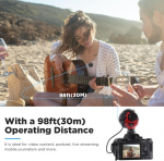 Boya By-mm1w kameros mikrofonas belaidis/laidinis i&scaron;orinis shotgun mikrofonas su 3 krypties modeliais, skirtas dslr/iphone/telefonui, youtube įra&scaron;ymui, interviu transliacijai (1 tx+1 rx)