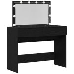 Makiažo stalas su LED juodu ąžuolu 100x40x120 cm