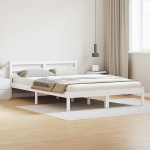 Lovos rėmas su galvūgaliu Baltas 140x210 cm I&scaron; kietos pu&scaron;ies medienos