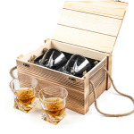 2 viskio stiklinės su medine dėžute, 270 ml, eleganti&scaron;kas dovanų rinkinys