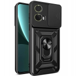&bdquo;Mozhi&ldquo; Kickstand sustiprintos apsaugos dėklas - juodas (Motorola Moto G85 5G / S50 Neo 5G)