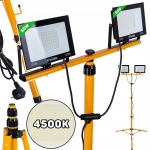 LED prožektorius Keltin 2x50W teleskopinis trikojo stovas 6500K &scaron;altai balta